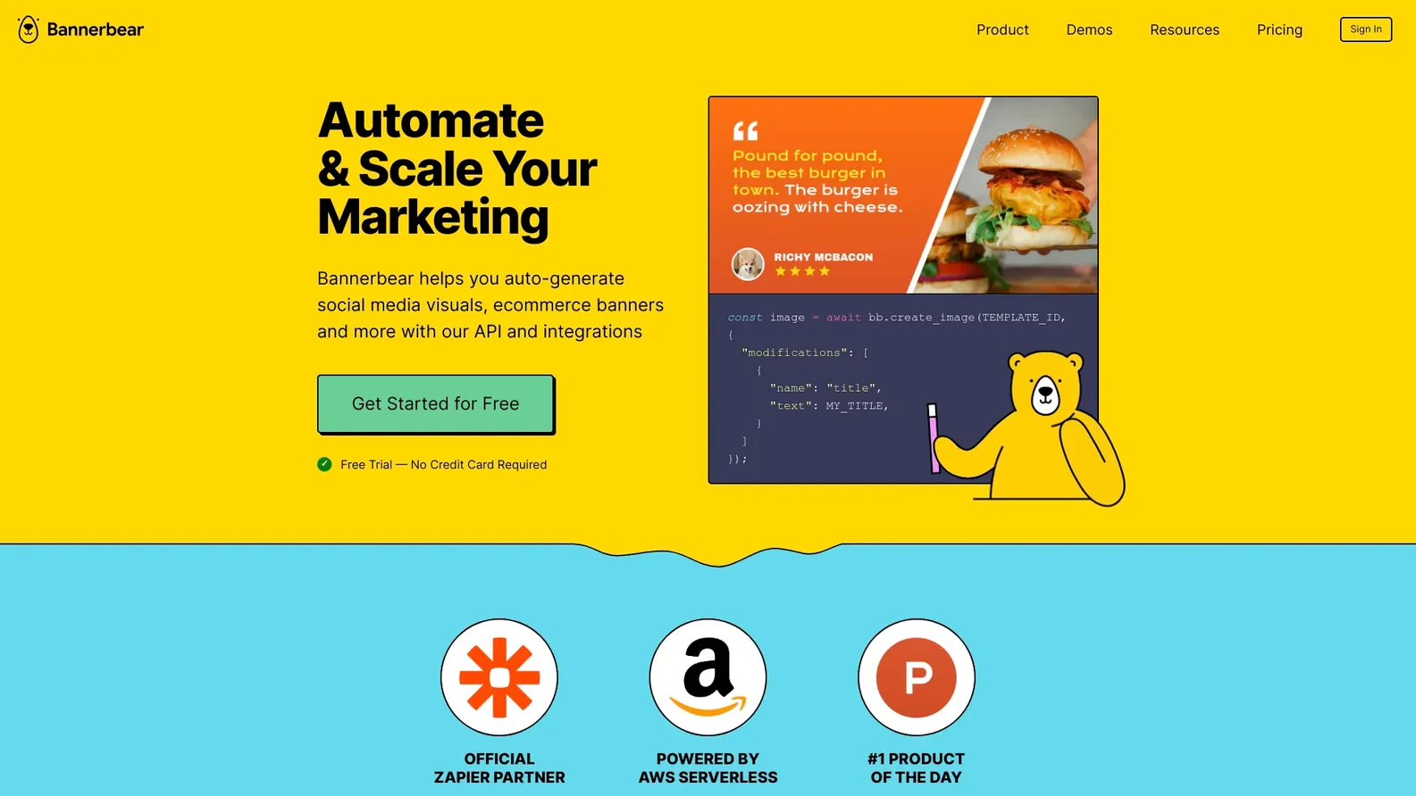 Bannerbear homepage